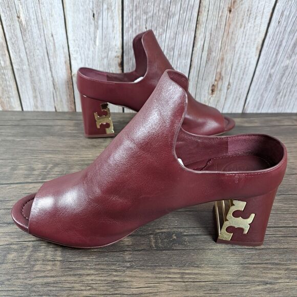 Tory Burch Finley 65mm Rod Calf Leather Slip On Mule Women's 8.5 M Port Royal - Picture 6 of 12